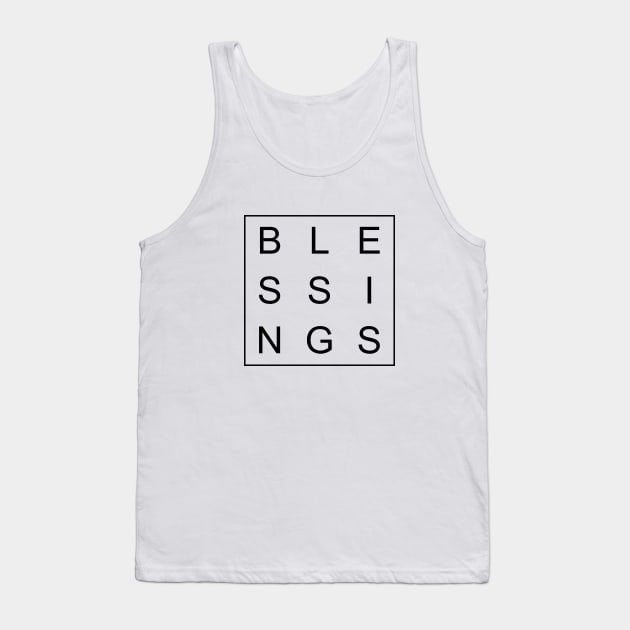 minimalist and simple design blessings black word Tank Top by Typography Dose